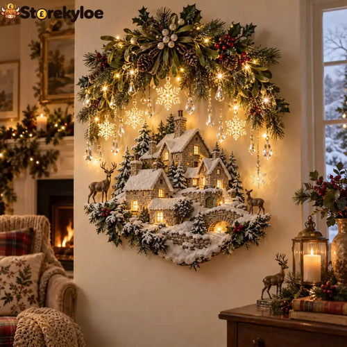 ✨last Day 49% Off✨snowy Village Glow Cascade™ – Lighted Winter Country Christmas Wall Decor✨