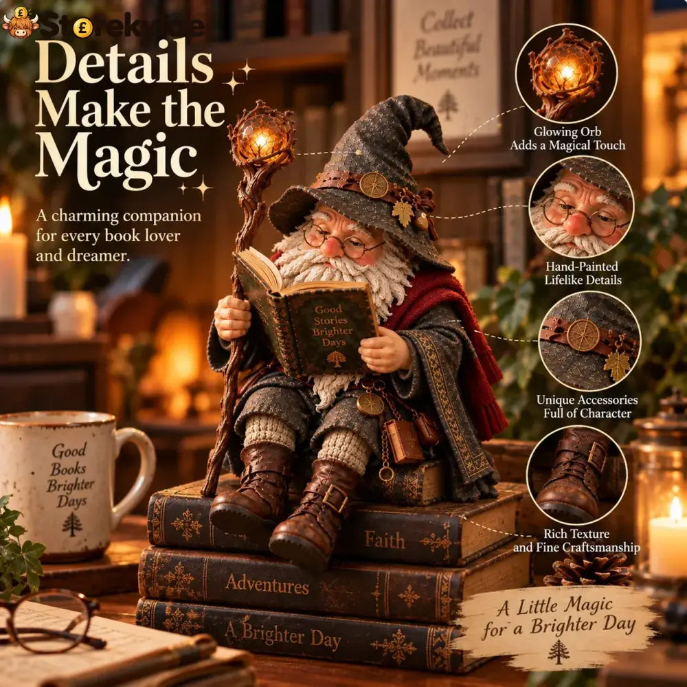 🔥LAST DAY 49% OFF-🧙‍♂️ The Wandering Scholar Gnome – Enchanted Reading Wizard Figurine - ❤Buy 1
