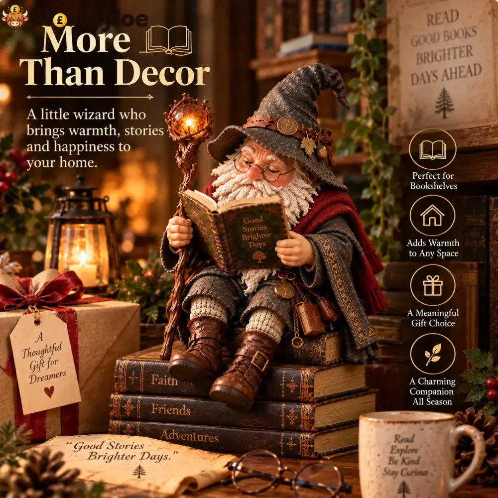 🔥LAST DAY 49% OFF-🧙‍♂️ The Wandering Scholar Gnome – Enchanted Reading Wizard Figurine - ❤Buy 1
