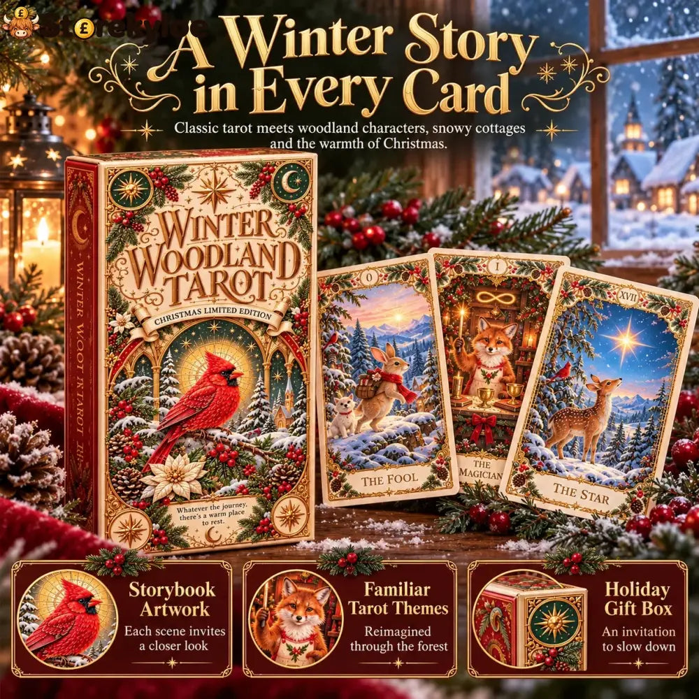 ⏳ Last Day 49% OFF – 🎄 Winter Woodland Tarot | Christmas Limited Edition with Cozy Forest Animals & Vintage Holiday