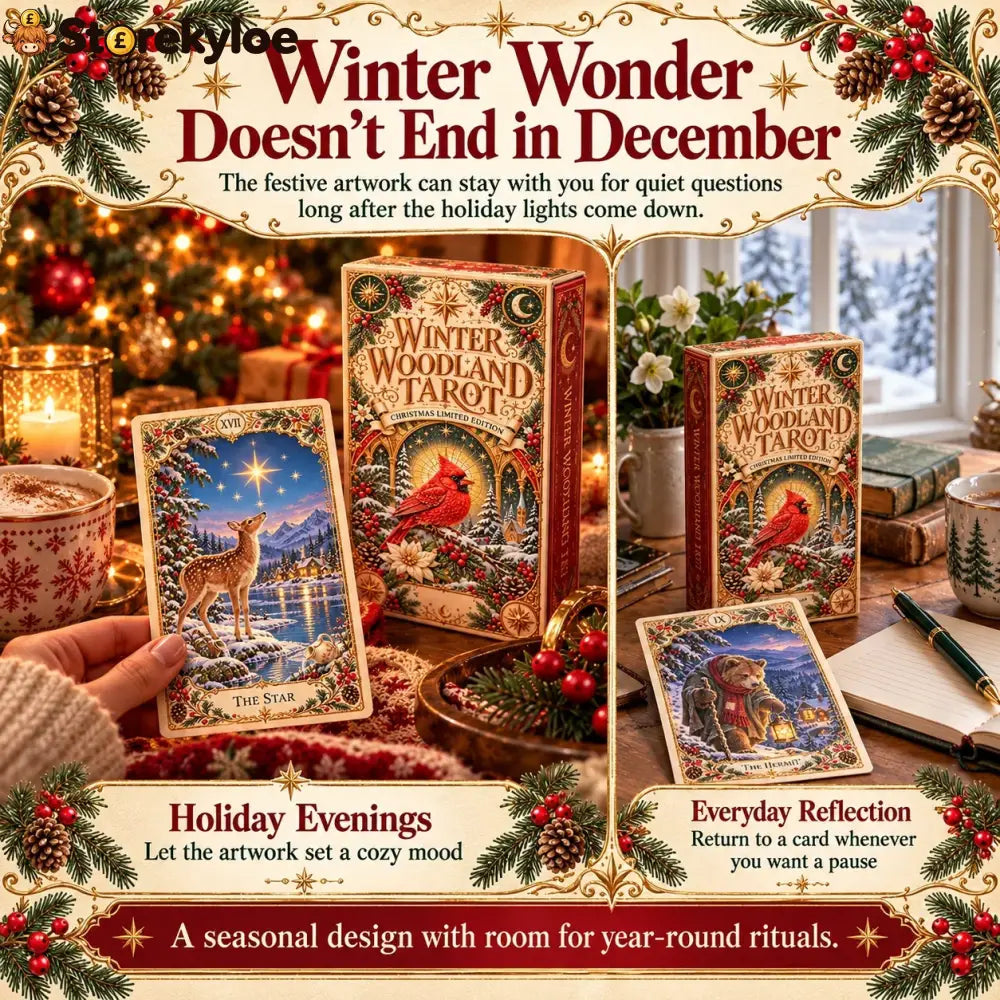 ⏳ Last Day 49% OFF – 🎄 Winter Woodland Tarot | Christmas Limited Edition with Cozy Forest Animals & Vintage Holiday