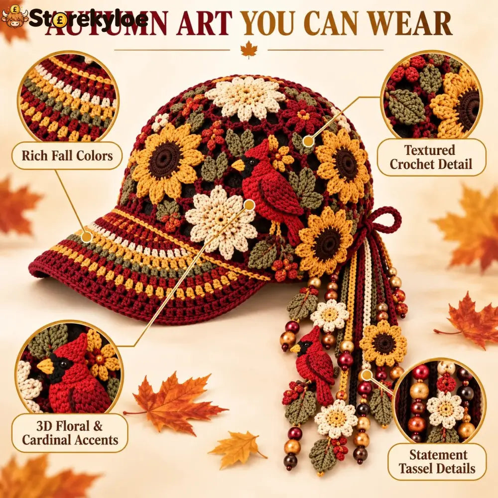 🔥Last Day 49% OFF 🍂 Women’s Handcrafted Crochet Autumn Bloom Cap | 6 Designs