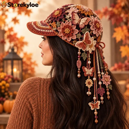 🔥Last Day 49% OFF 🍂 Women’s Handcrafted Crochet Autumn Bloom Cap | 6 Designs - 🦋🌸 Butterfly Dahlia