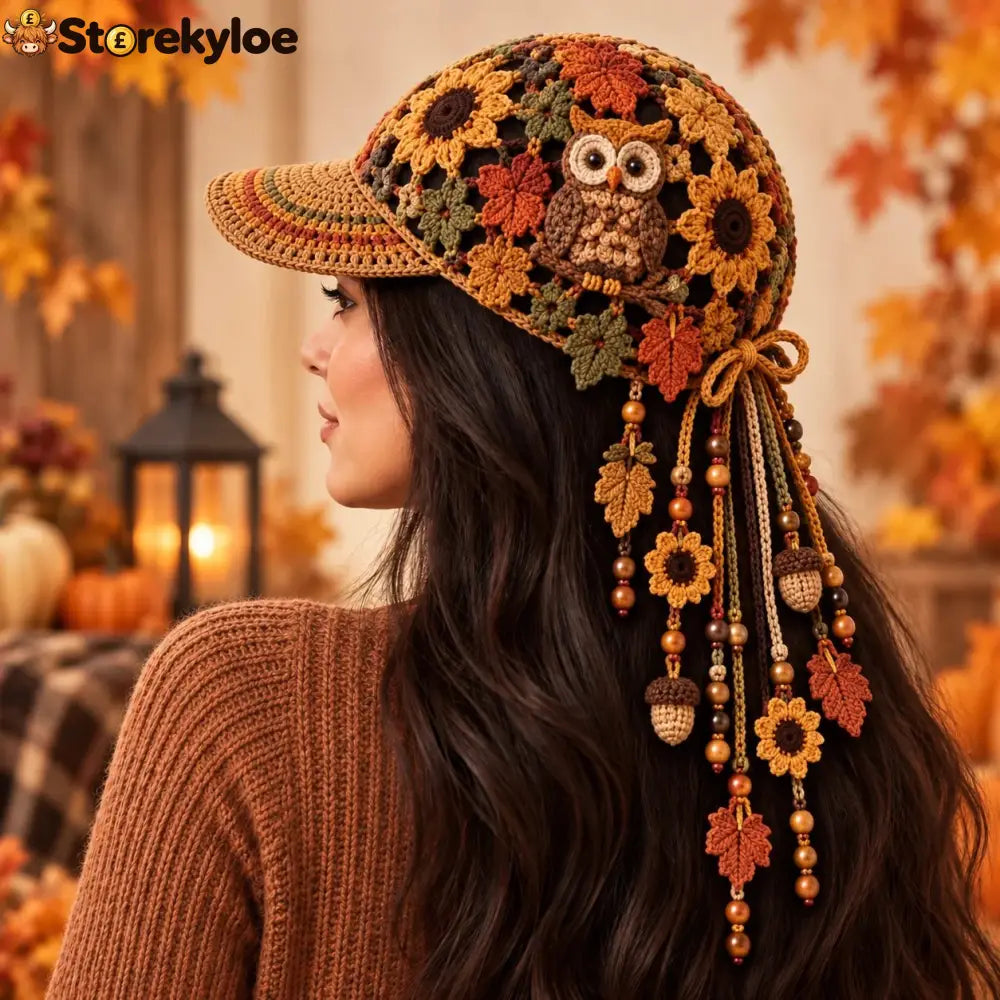 🔥Last Day 49% OFF 🍂 Women’s Handcrafted Crochet Autumn Bloom Cap | 6 Designs - 🦉🍂 Owl Harvest