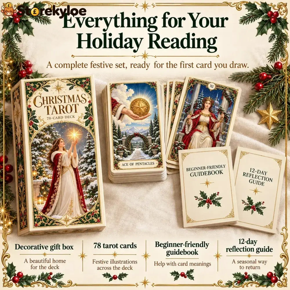 Last Day 49% OFF🎉-🔮 Yuletide Tarot Deck | 78 Festive Cards & A Guided 12-Day Holiday Ritual