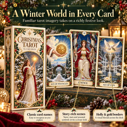 Last Day 49% OFF🎉-🔮 Yuletide Tarot Deck | 78 Festive Cards & A Guided 12-Day Holiday Ritual
