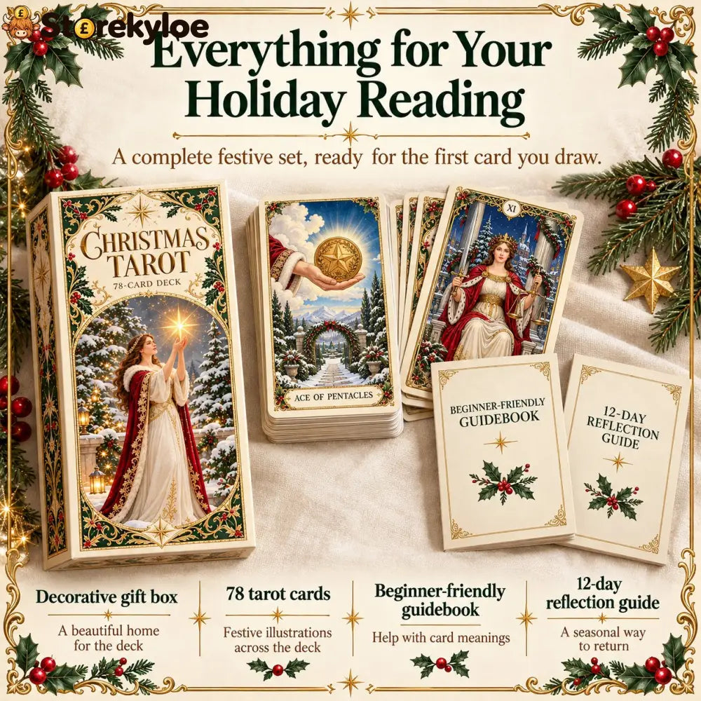 Last Day 49% OFF🎉-🔮 Yuletide Tarot Deck | 78 Festive Cards & A Guided 12-Day Holiday Ritual