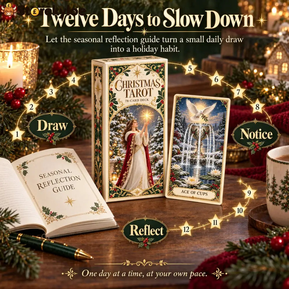 Last Day 49% OFF🎉-🔮 Yuletide Tarot Deck | 78 Festive Cards & A Guided 12-Day Holiday Ritual