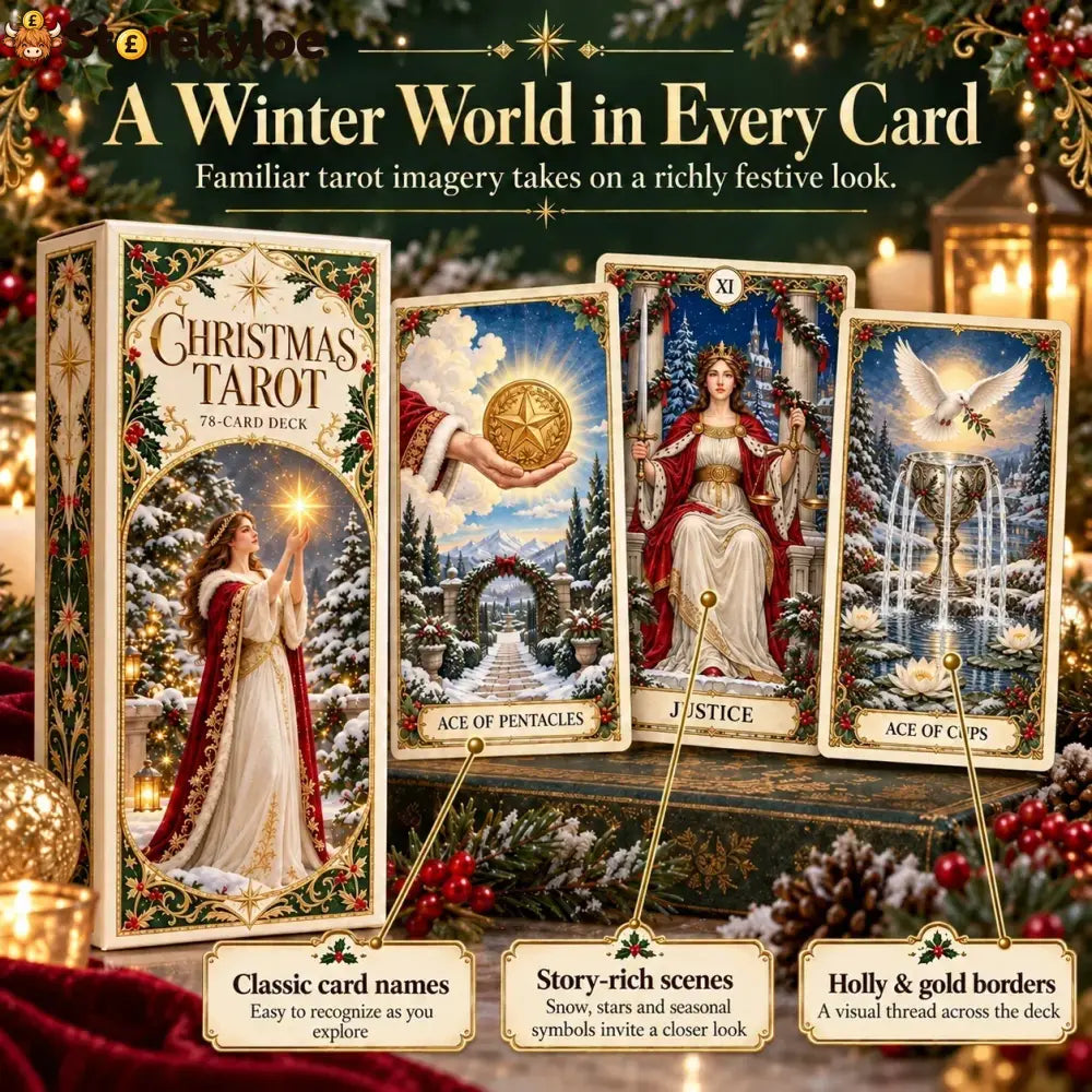 Last Day 49% OFF🎉-🔮 Yuletide Tarot Deck | 78 Festive Cards & A Guided 12-Day Holiday Ritual