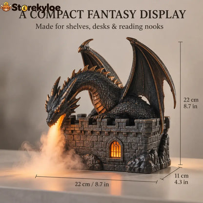 🔥LAST DAY 50% 🐉 MistWyrm™ Dragon Flame Mist Diffuser – Gothic Castle Decor Glowing Ember Mist & Fantasy Bookshelf