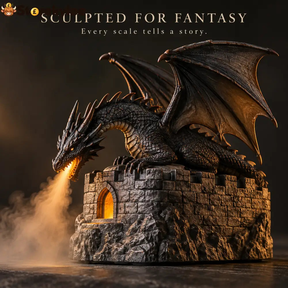 🔥LAST DAY 50% 🐉 MistWyrm™ Dragon Flame Mist Diffuser – Gothic Castle Decor Glowing Ember Mist & Fantasy Bookshelf