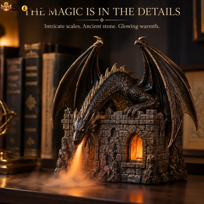 🔥LAST DAY 50% 🐉 MistWyrm™ Dragon Flame Mist Diffuser – Gothic Castle Decor Glowing Ember Mist & Fantasy Bookshelf