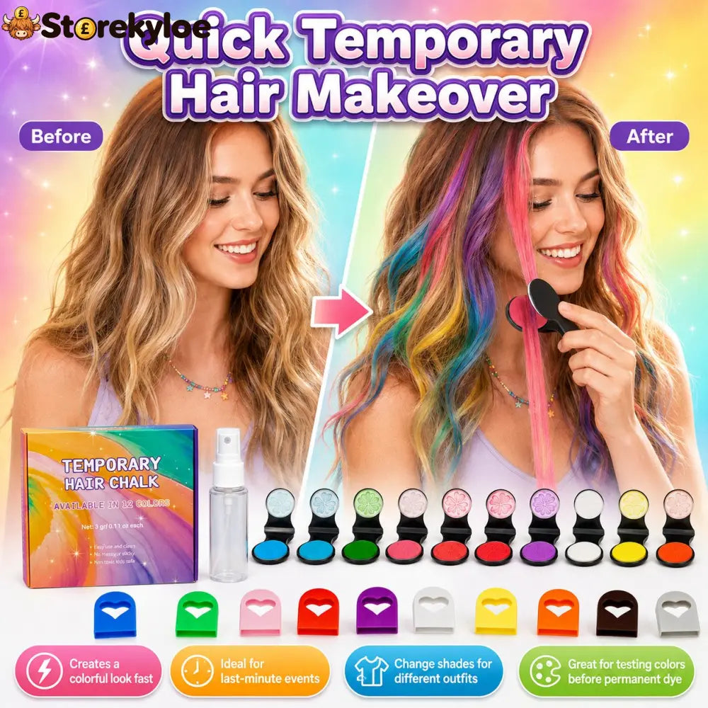 🔥Last Day 50% OFF - 🌈12-Color Temporary Hair Chalk Applicator Set - Bestseller