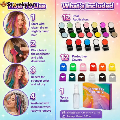 🔥Last Day 50% OFF - 🌈12-Color Temporary Hair Chalk Applicator Set - Bestseller