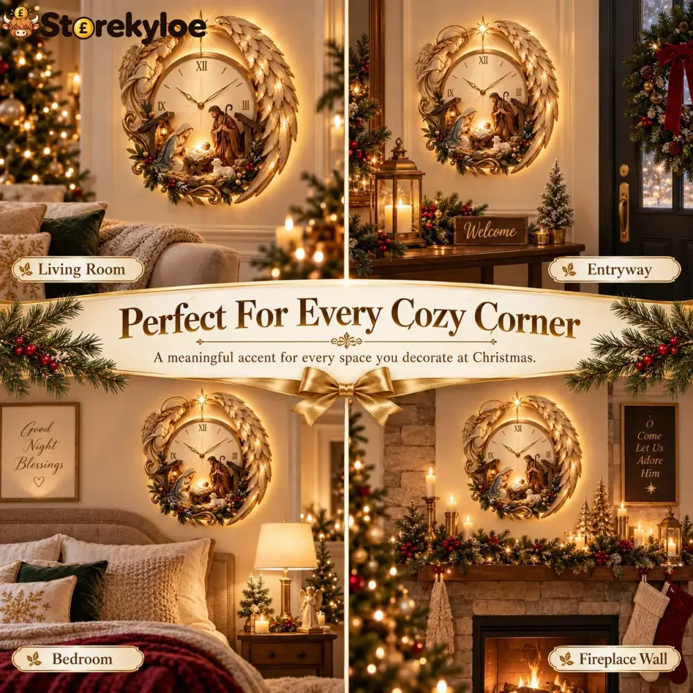 🎄⏰ LAST DAY 50% OFF ✨ Bethlehem Angel Nativity Glow Clock