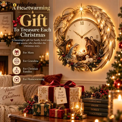 🎄⏰ LAST DAY 50% OFF ✨ Bethlehem Angel Nativity Glow Clock