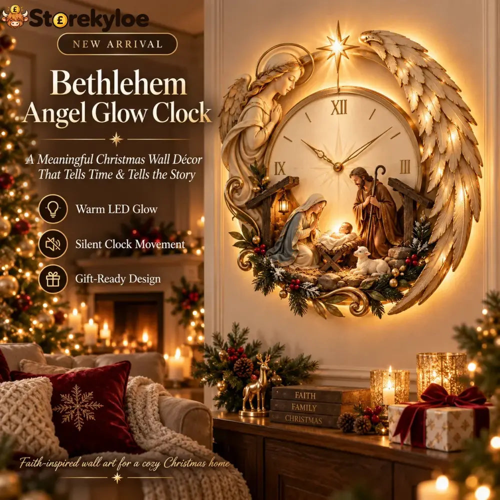 🎄⏰ LAST DAY 50% OFF ✨ Bethlehem Angel Nativity Glow Clock