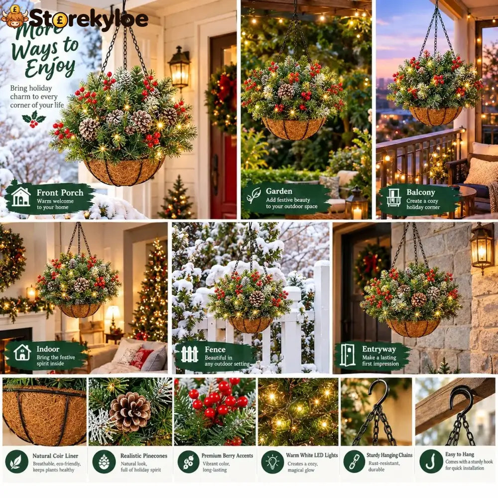 🎄 Last day: 50% OFF🏆Christmas basket with built-in lights |🎄 With built-in lights weatherproof and maintenance-free