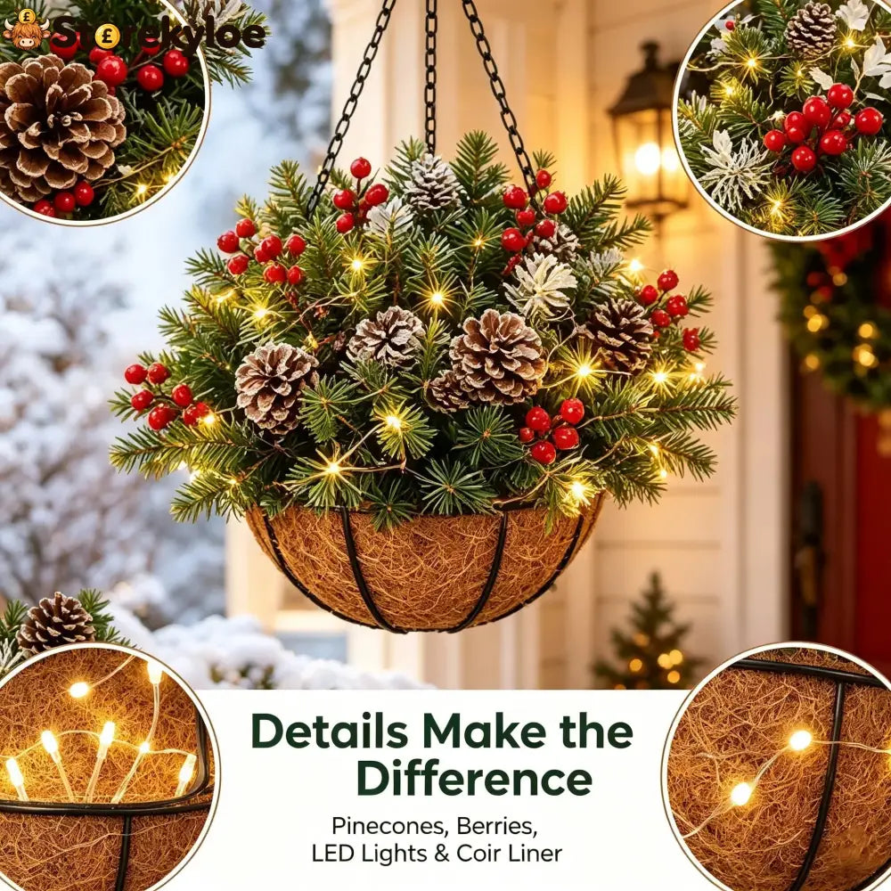 🎄 Last day: 50% OFF🏆Christmas basket with built-in lights |🎄 With built-in lights weatherproof and maintenance-free