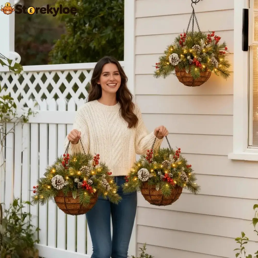 🎄 Last day: 50% OFF🏆Christmas basket with built-in lights |🎄 With built-in lights weatherproof and maintenance-free