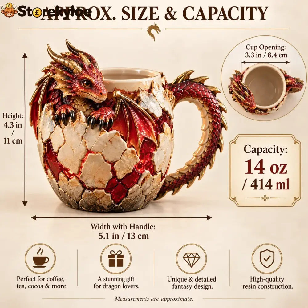 ⏳ Last Day 49% OFF – 🐉 Dragonbound Realms™ Sculpted Dragon Mug Collection | 6 Fantasy Realm Designs with Raised 3D