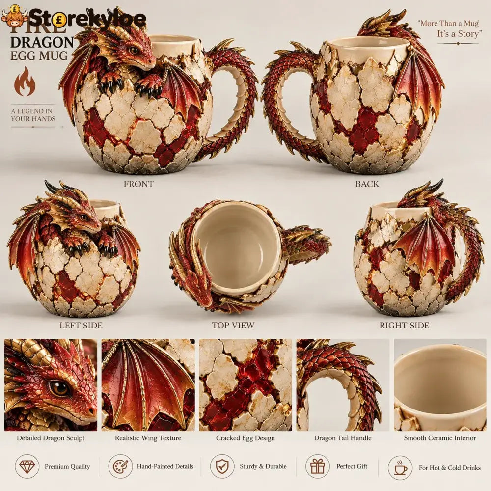 ⏳ Last Day 49% OFF – 🐉 Dragonbound Realms™ Sculpted Dragon Mug Collection | 6 Fantasy Realm Designs with Raised 3D