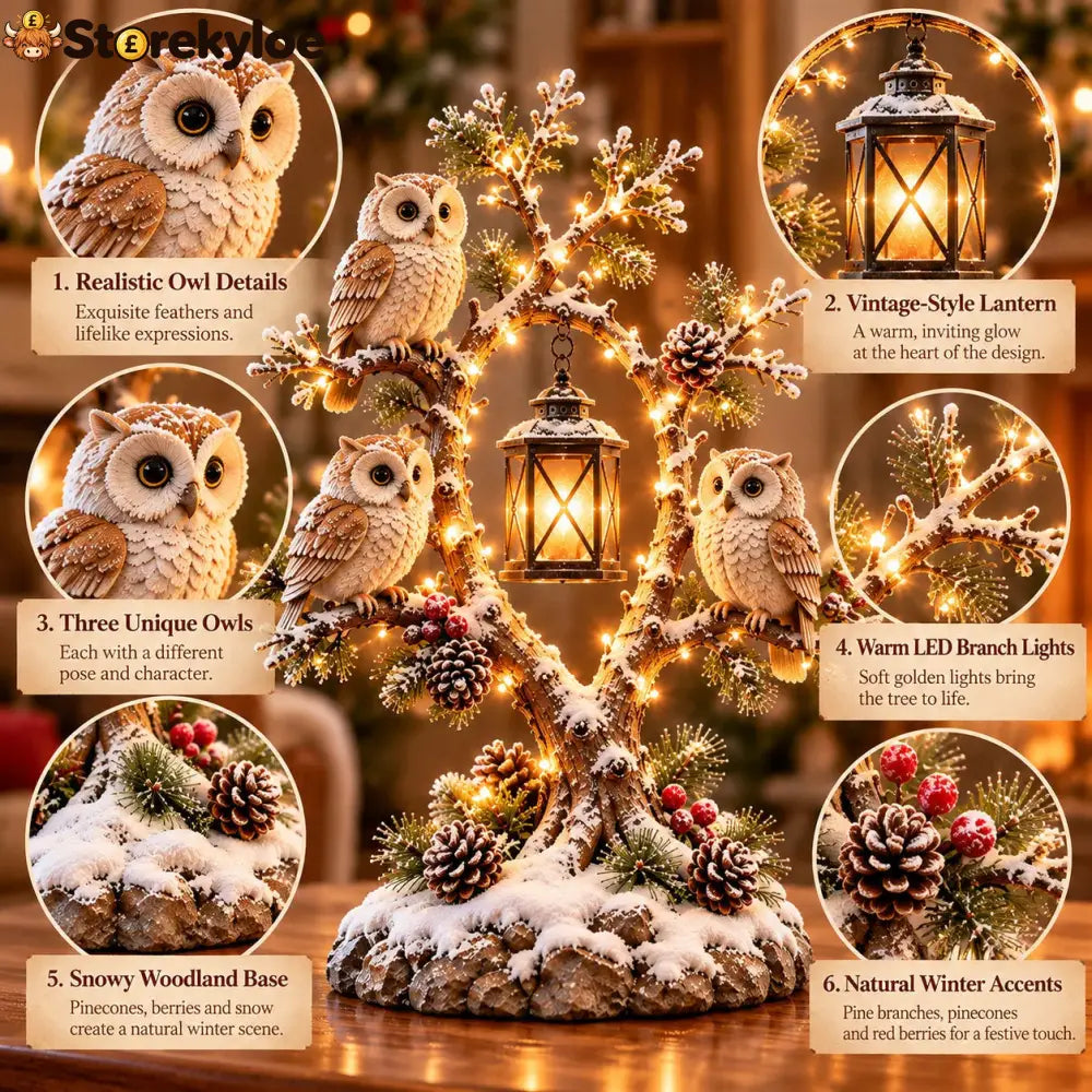 🔥 LAST DAY 50% OFF 🔥🦉✨ Guardians of the Winter Night, Glowing Owl Woodland Lantern