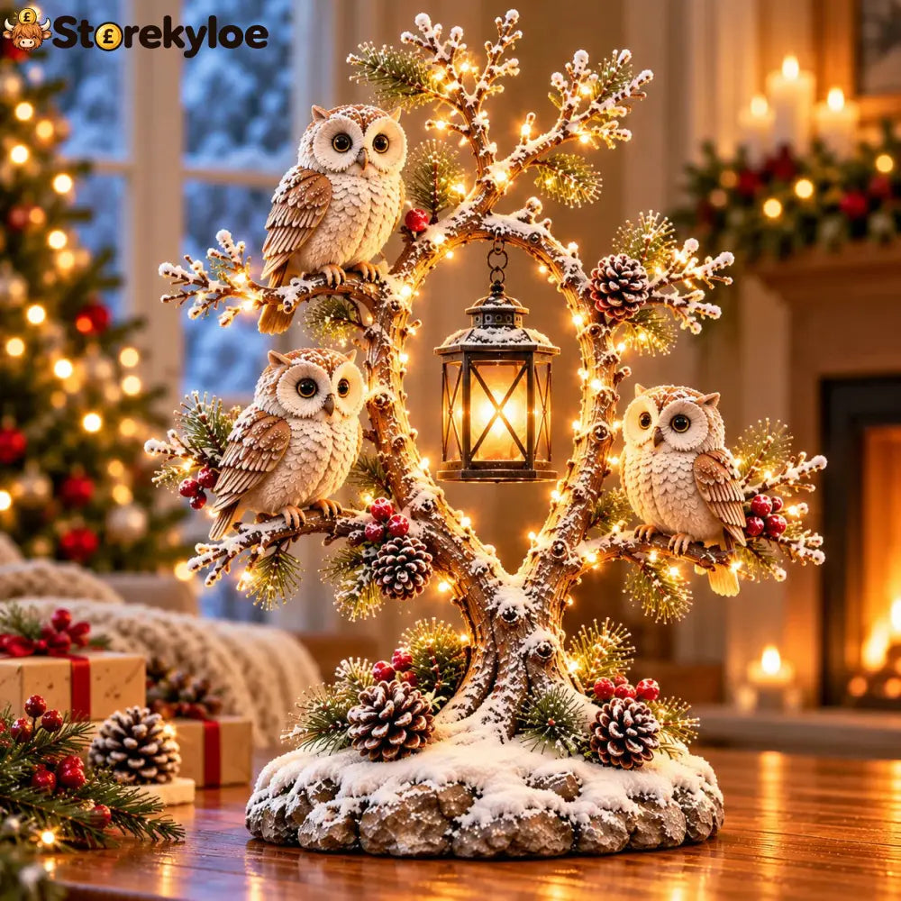 🔥 LAST DAY 50% OFF 🔥🦉✨ Guardians of the Winter Night, Glowing Owl Woodland Lantern