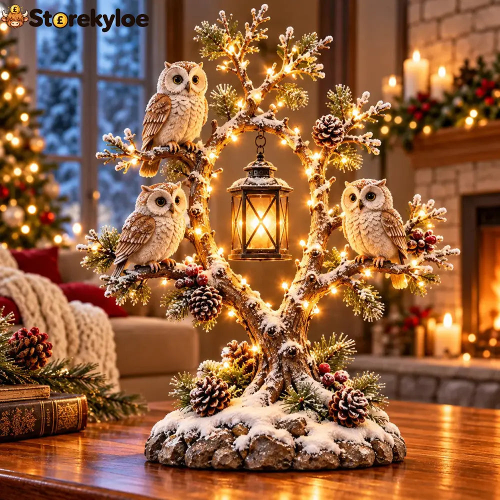 🔥 LAST DAY 50% OFF 🔥🦉✨ Guardians of the Winter Night, Glowing Owl Woodland Lantern