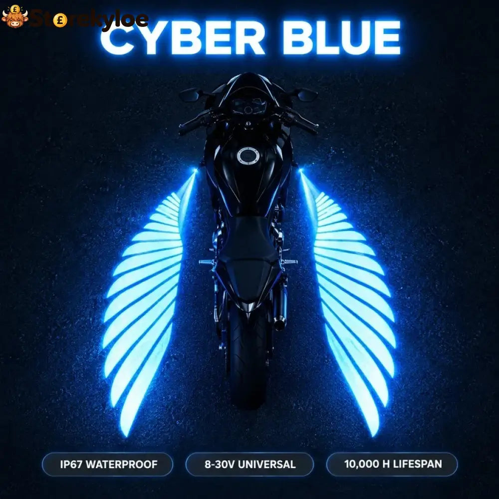 🔥 LAST DAY 50% OFF 🏍️ IP67 Waterproof & Dustproof Angel Wing Motorcycle LED Projector Lights (1 Pair) - Cyber Blue