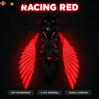 🔥 LAST DAY 50% OFF 🏍️ IP67 Waterproof & Dustproof Angel Wing Motorcycle LED Projector Lights (1 Pair) - Racing Red