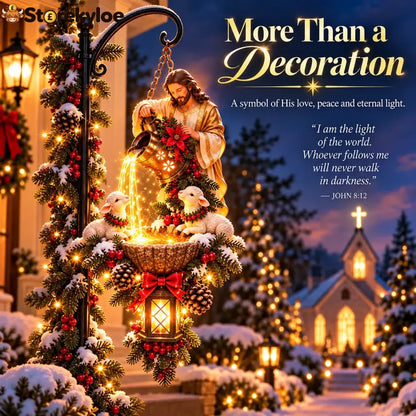 🔥last Day 50% Off-✝️✨ Jesus Blessing Hanging Fountain – Lighted Christian Christmas Garden Decor