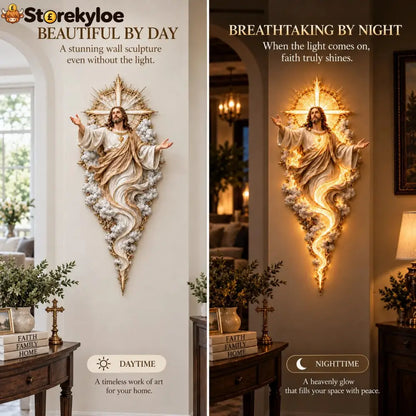🔥Last Day 50% OFF - ✝️ Light of the World Jesus Wall Sculpture – A Radiant Symbol of Faith for the Home