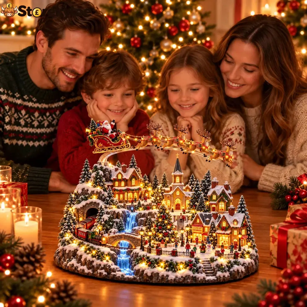 🎁Last Day 50% OFF🔥 Lighted & Animated Christmas Village Collection-✨ - 🦌 Santa’s Flying Reindeer Village