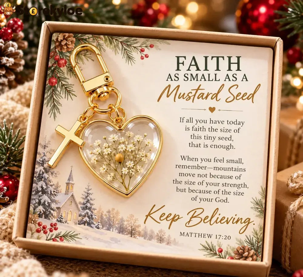 ⏳ Last Day 50% OFF –✝️ Mustard Seed Faith Keychain, Keep Believing