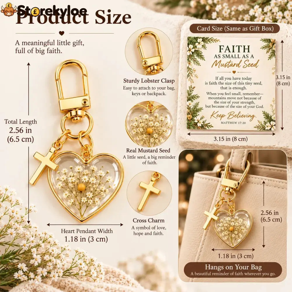 ⏳ Last Day 50% OFF –✝️ Mustard Seed Faith Keychain, Keep Believing