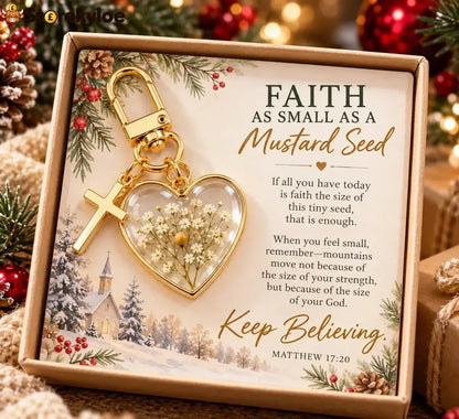 ⏳ Last Day 50% OFF –✝️ Mustard Seed Faith Keychain, Keep Believing