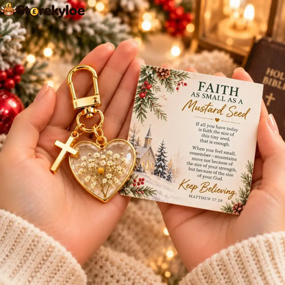 ⏳ Last Day 50% OFF –✝️ Mustard Seed Faith Keychain, Keep Believing - Buy 1