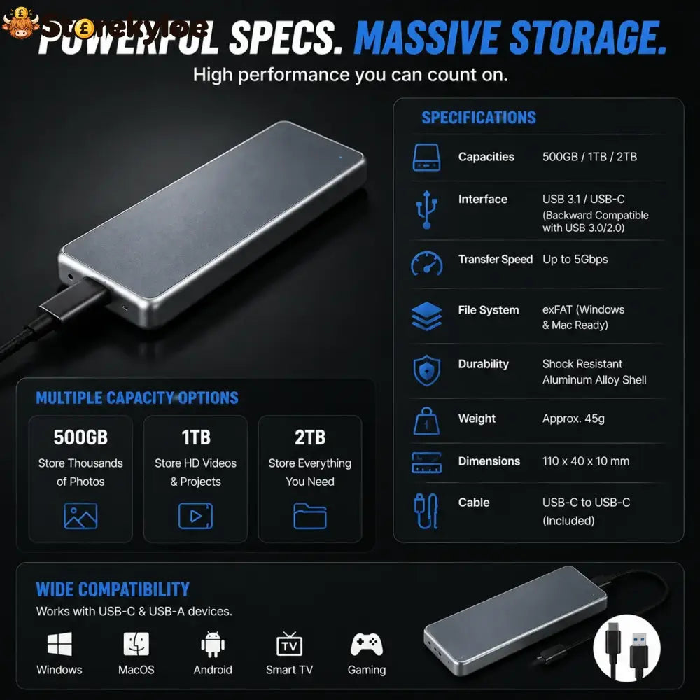 🔥 LAST DAY 50% OFF-Portable External SSD – Protect Your Photos Videos & Important Files