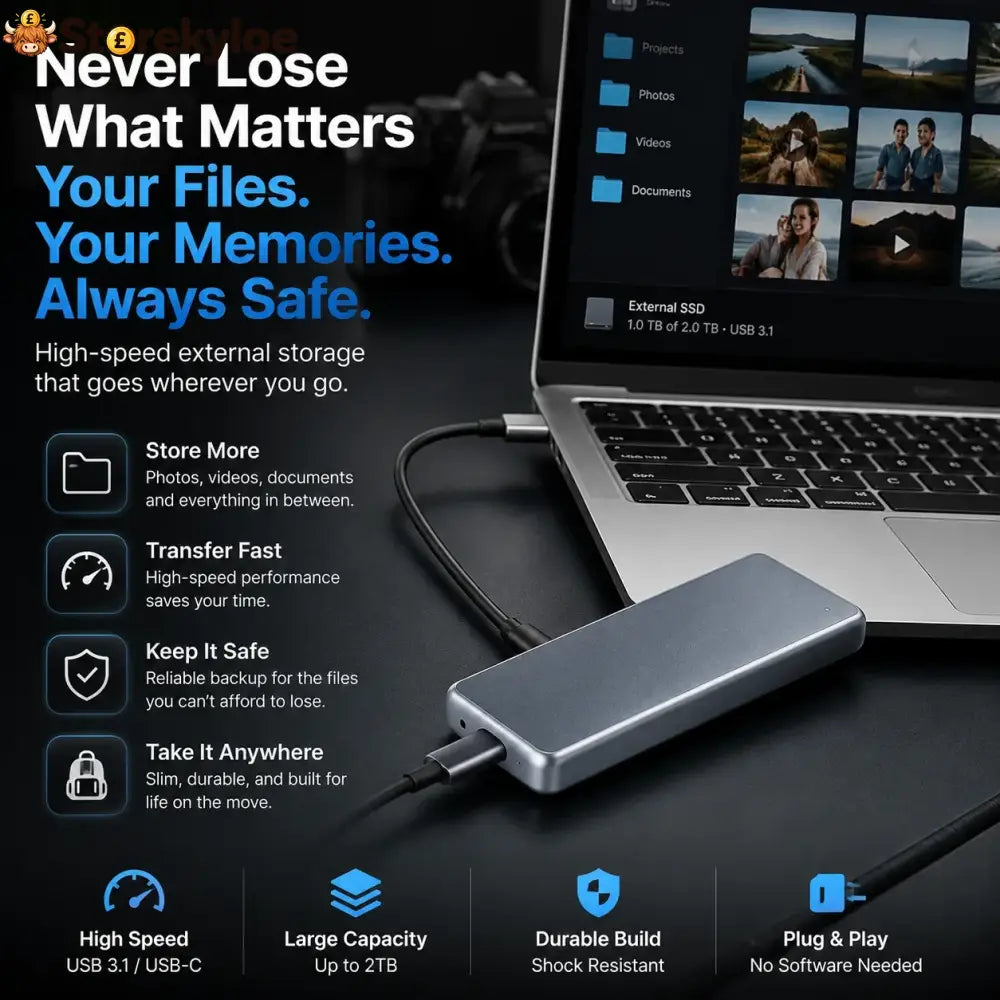 🔥 LAST DAY 50% OFF-Portable External SSD – Protect Your Photos Videos & Important Files
