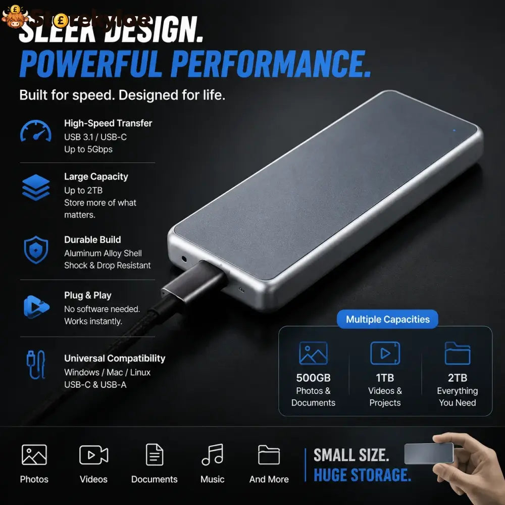 🔥 LAST DAY 50% OFF-Portable External SSD – Protect Your Photos Videos & Important Files - 500GB