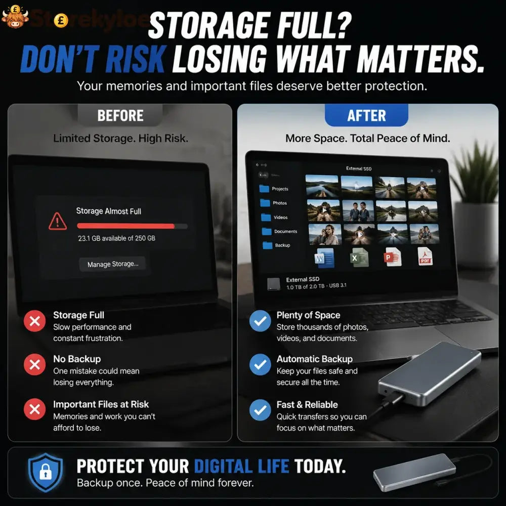 🔥 LAST DAY 50% OFF-Portable External SSD – Protect Your Photos Videos & Important Files