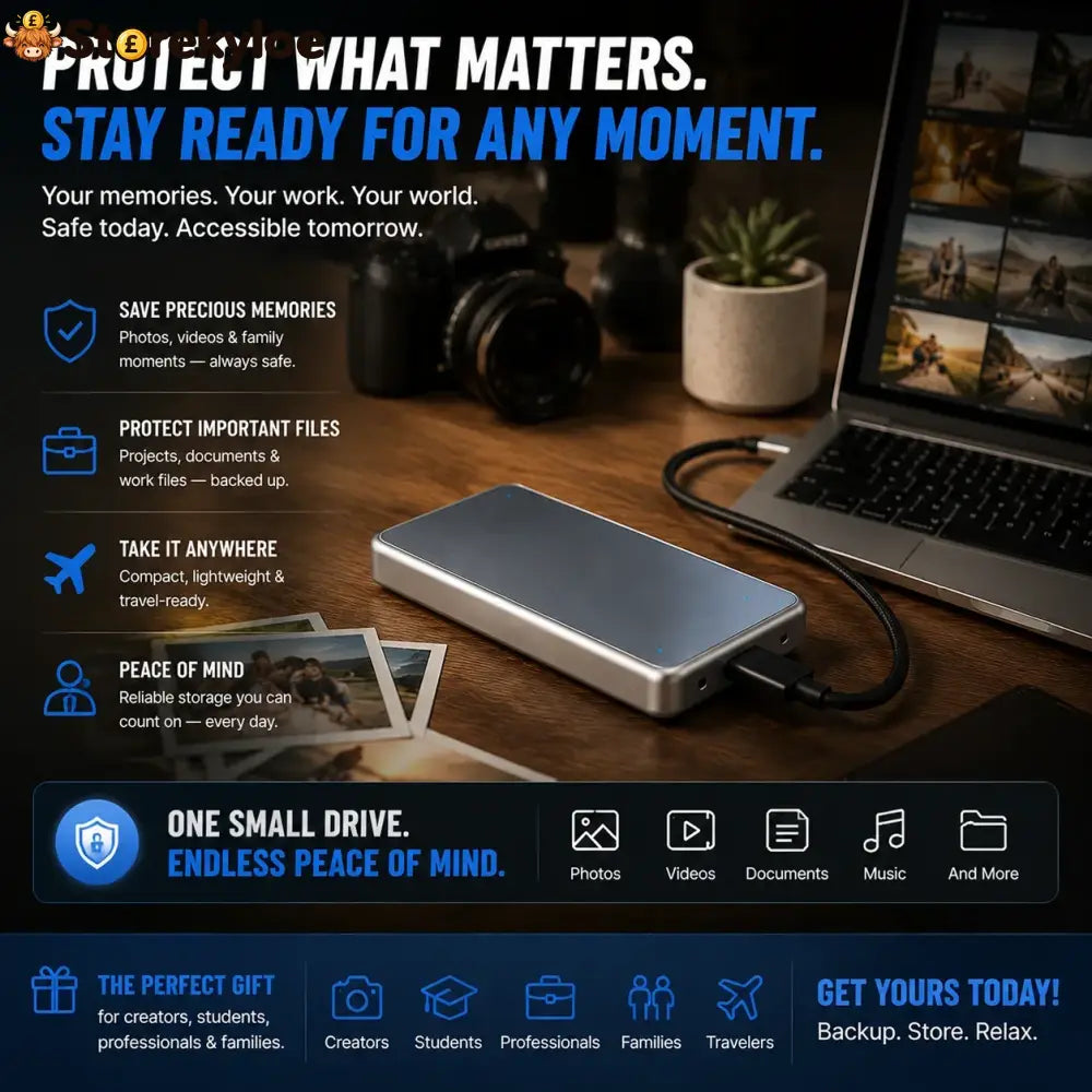 🔥 LAST DAY 50% OFF-Portable External SSD – Protect Your Photos Videos & Important Files