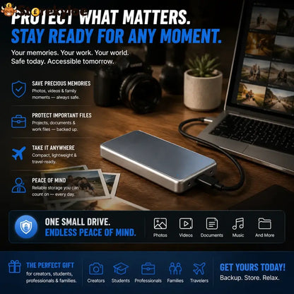 🔥 LAST DAY 50% OFF-Portable External SSD – Protect Your Photos Videos & Important Files