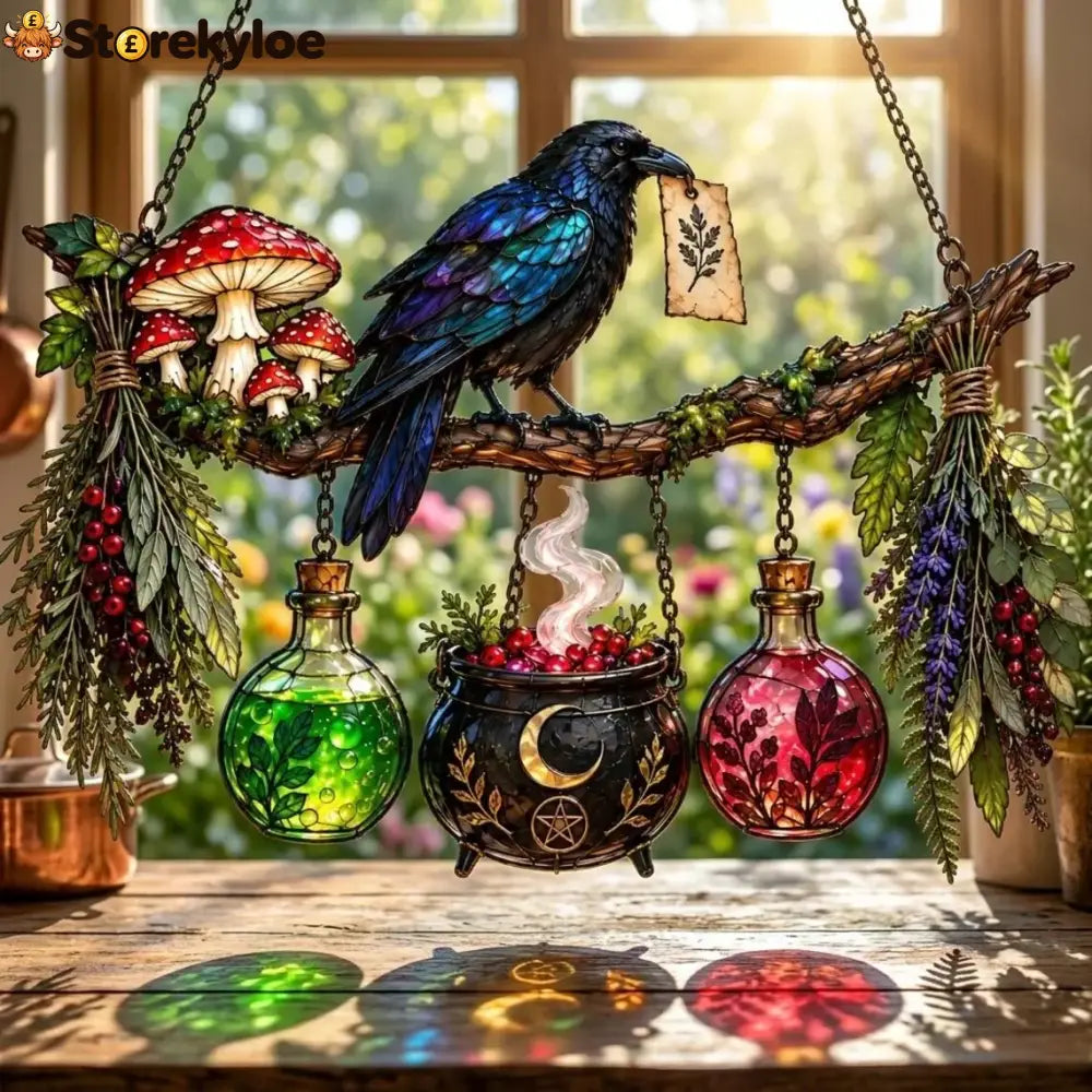 🔥last Day 50% Off – 🖤 🐦‍⬛raven Witch Suncatcher(✨buy 2 Free Shipping) - 🔮Raven’s Potion Garden