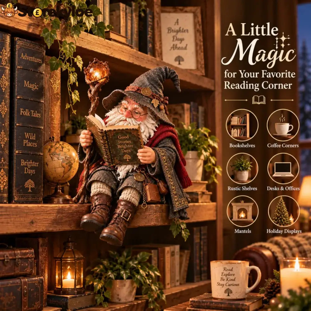🔥LAST DAY 50% OFF🧙‍♂️ The Wandering Scholar Gnome – Enchanted Reading Wizard Figurine