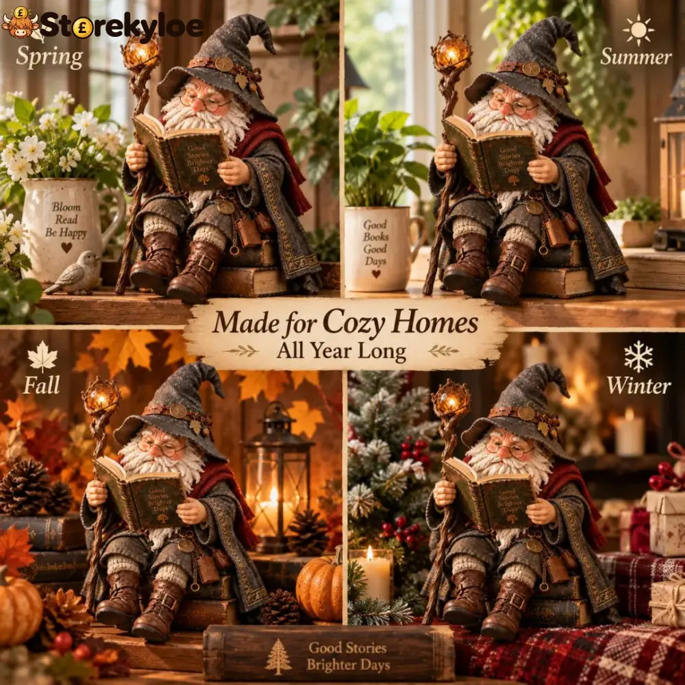 🔥LAST DAY 50% OFF🧙‍♂️ The Wandering Scholar Gnome – Enchanted Reading Wizard Figurine
