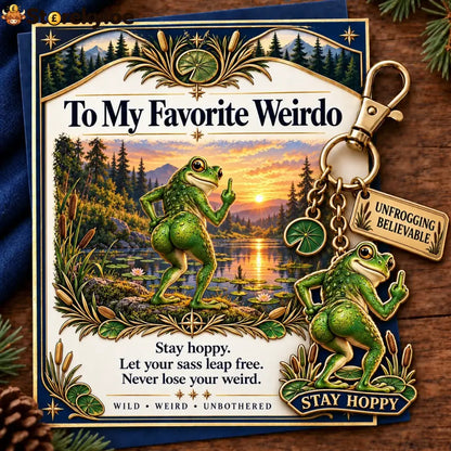 🔥Last Day 50% OFF ’To My Favorite Weirdo’ Funny Bigfoot Keychain & Gift Card Set 🌲🍑 - Sassy Gag Gift for Best Friends