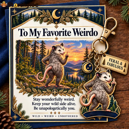 🔥Last Day 50% OFF ’To My Favorite Weirdo’ Funny Bigfoot Keychain & Gift Card Set 🌲🍑 - Sassy Gag Gift for Best Friends