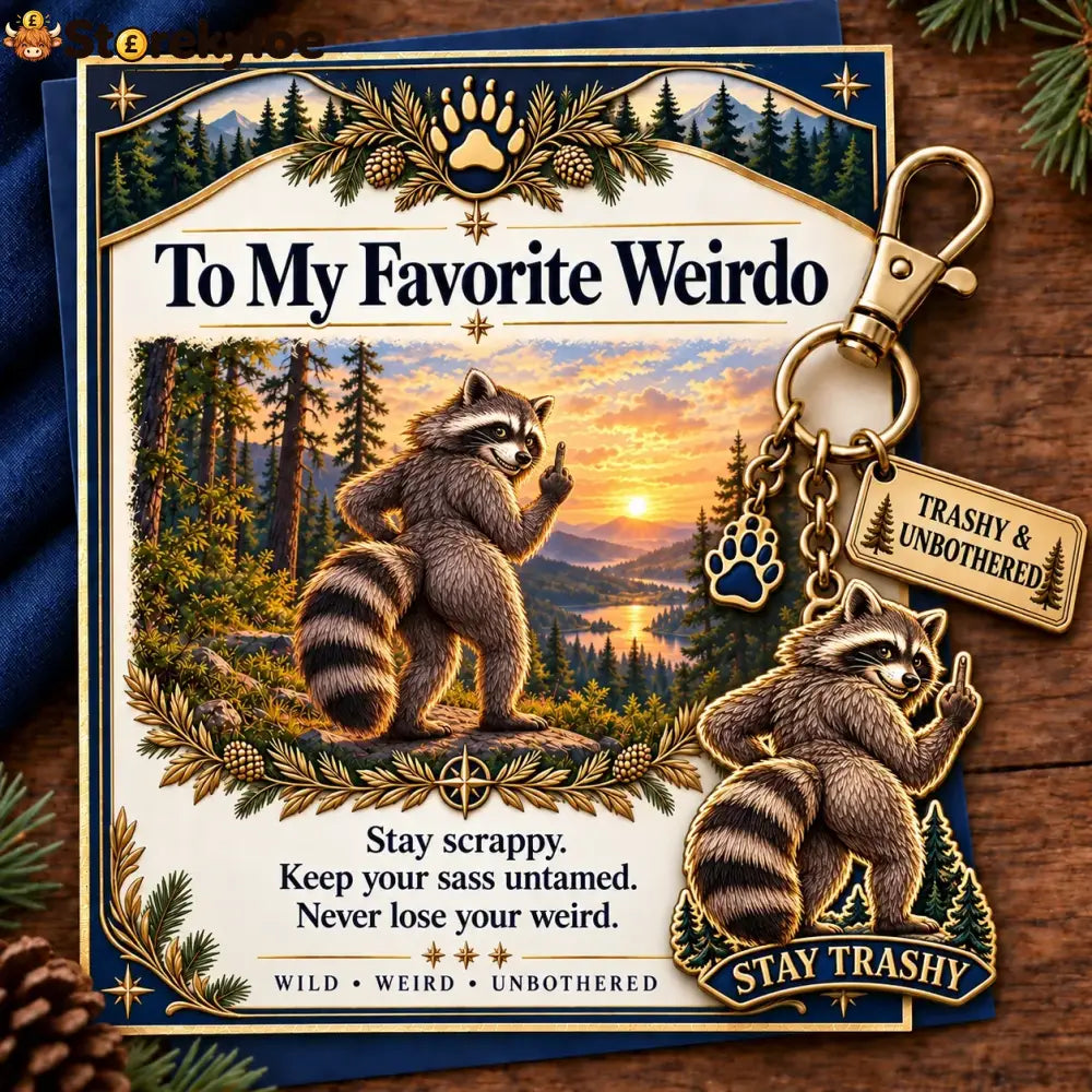 🔥Last Day 50% OFF ’To My Favorite Weirdo’ Funny Bigfoot Keychain & Gift Card Set 🌲🍑 - Sassy Gag Gift for Best Friends